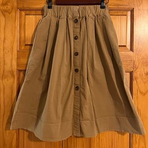 J Crew Khaki Chino button front skirt size 0
